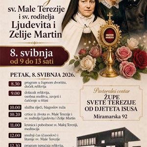 Pohod relikvija sv. Male Terezije i njezinih roditelja u Župi sv. Terezije od Djeteta Isusa u Zagrebu